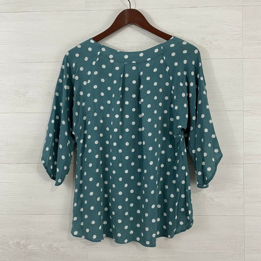Maeve Anthro Dusty Blue Polka Dot Blouse - Picture 6 of 7